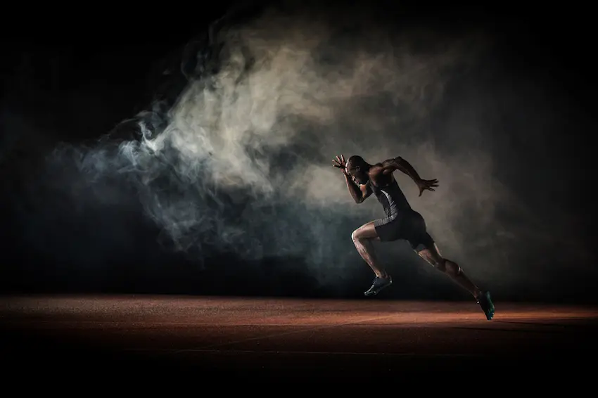 Man doing a fast sprint run