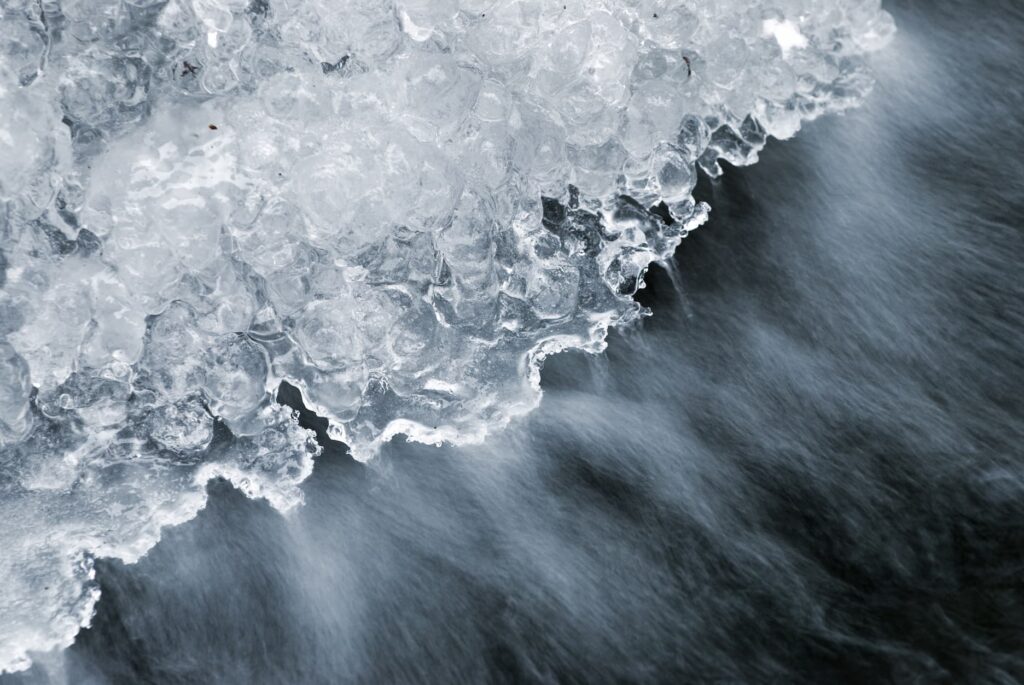 Picture frozen ice waterfall on the rock